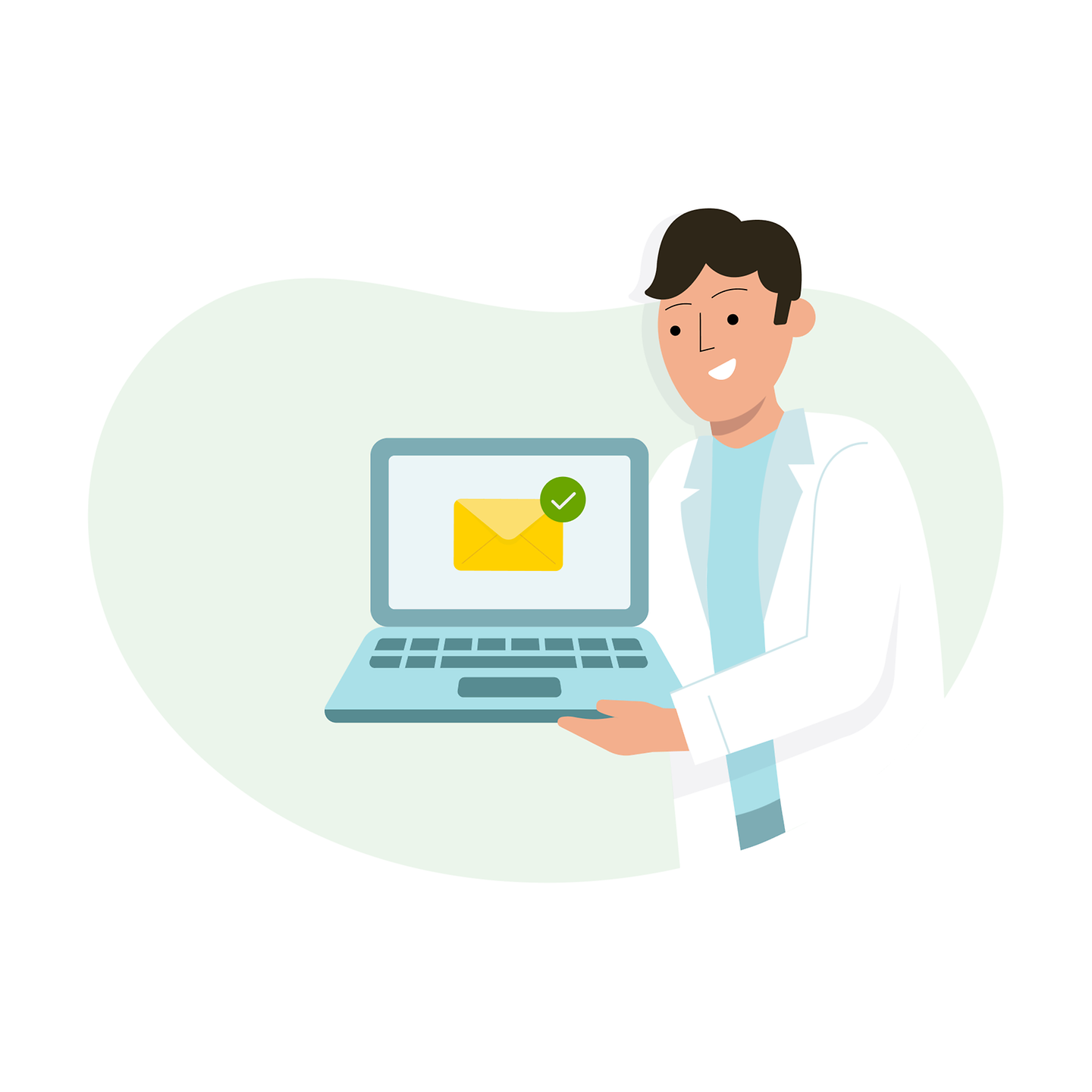 Illustration Mann mit Computer