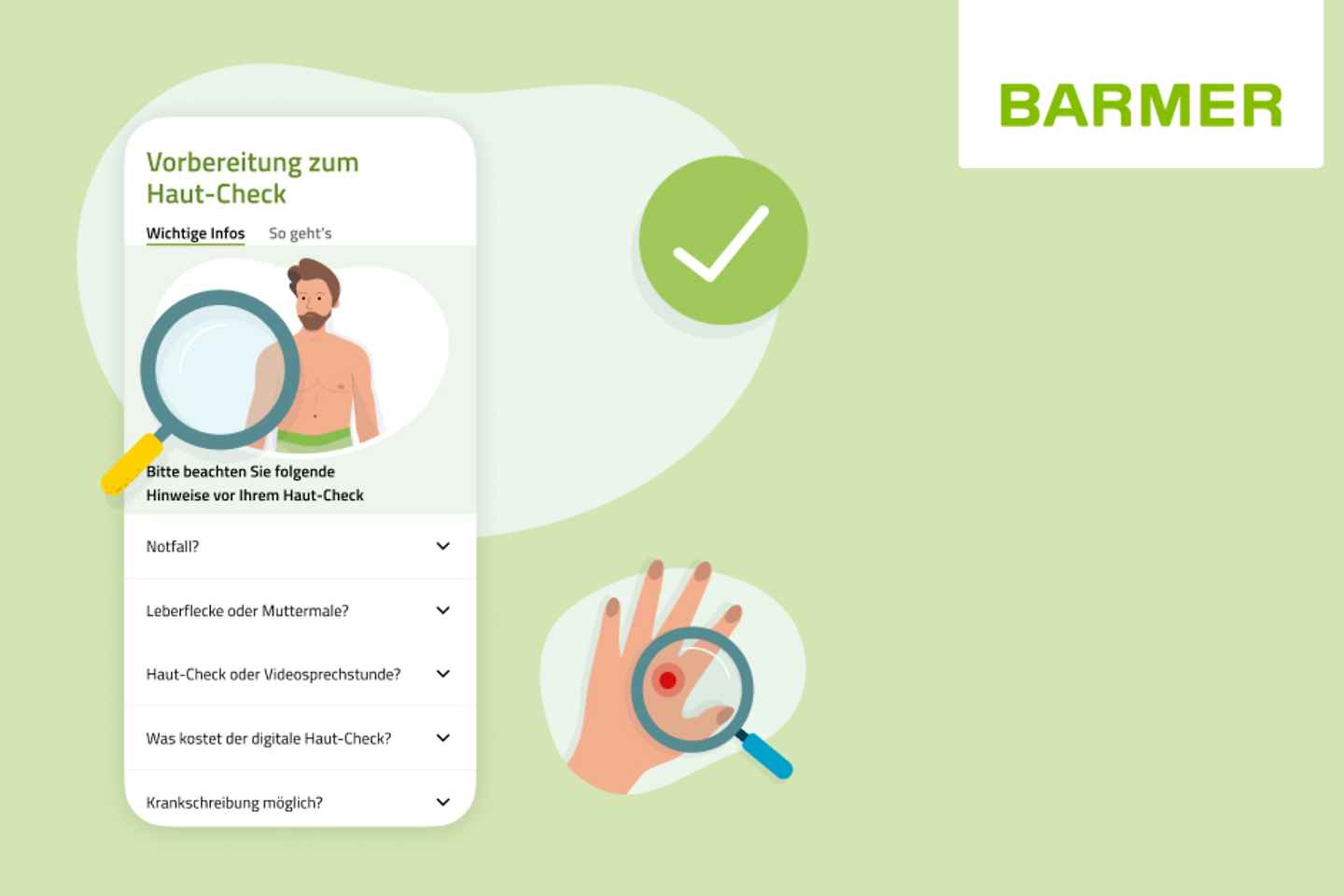 Nach Foto-Upload innerhalb von 48 Stunden hautärztliche Einschätzung und Rezept