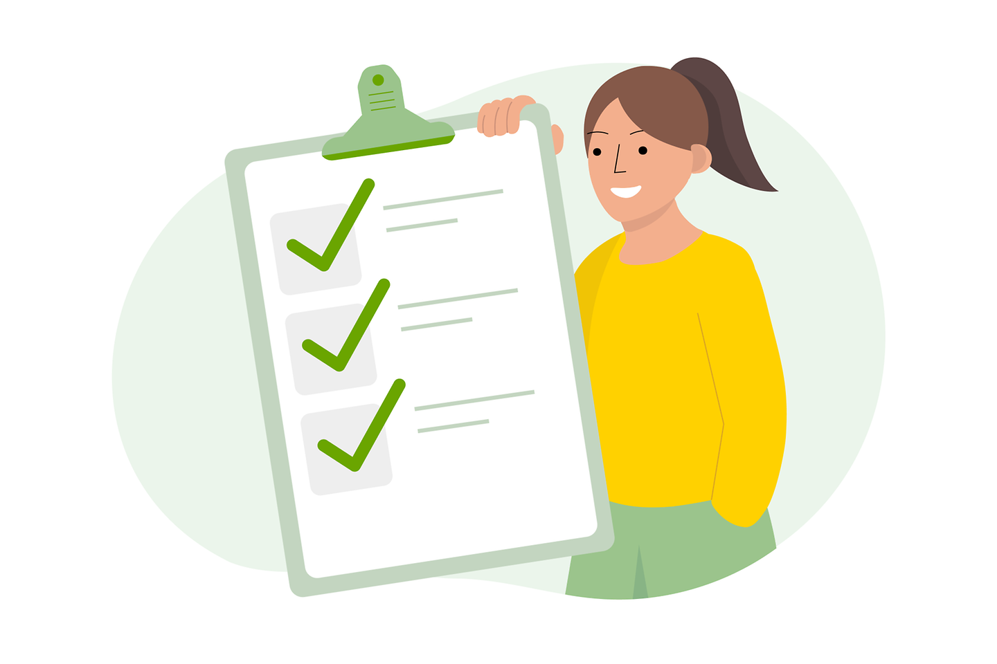 Frau mit einer Häkchenliste