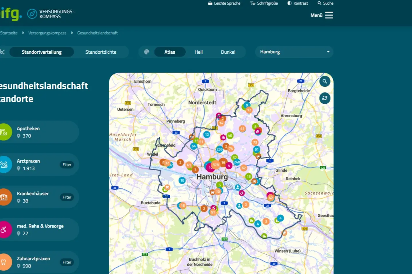 Interaktive Karte zur besseren Orientierung im deutschen Gesundheitswesen
