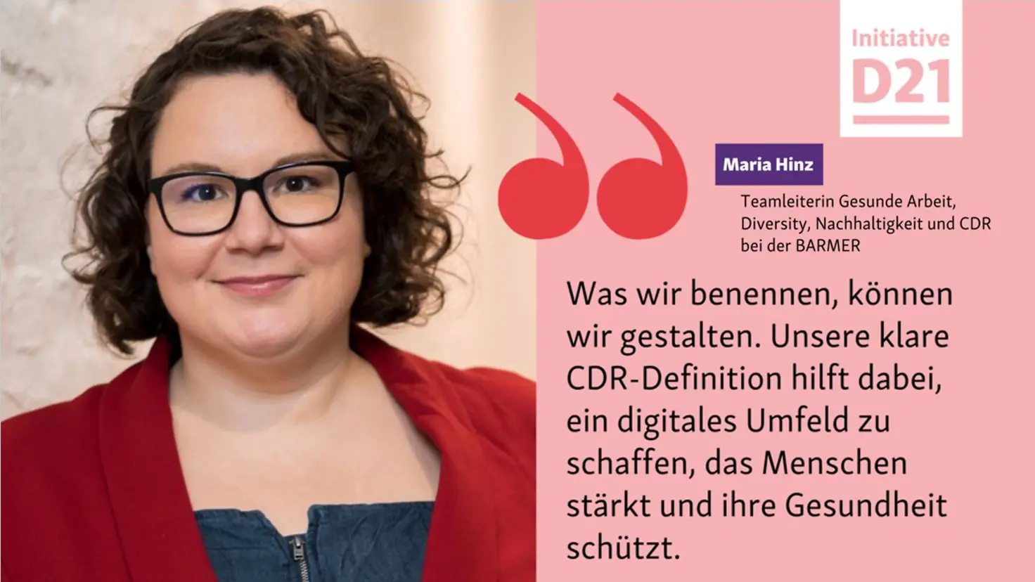 Zitat von Maria Hinz, Teamleiterin Gesunde Arbeit, Diversity, Nachhaltigkeit und CDR bei der BARMER