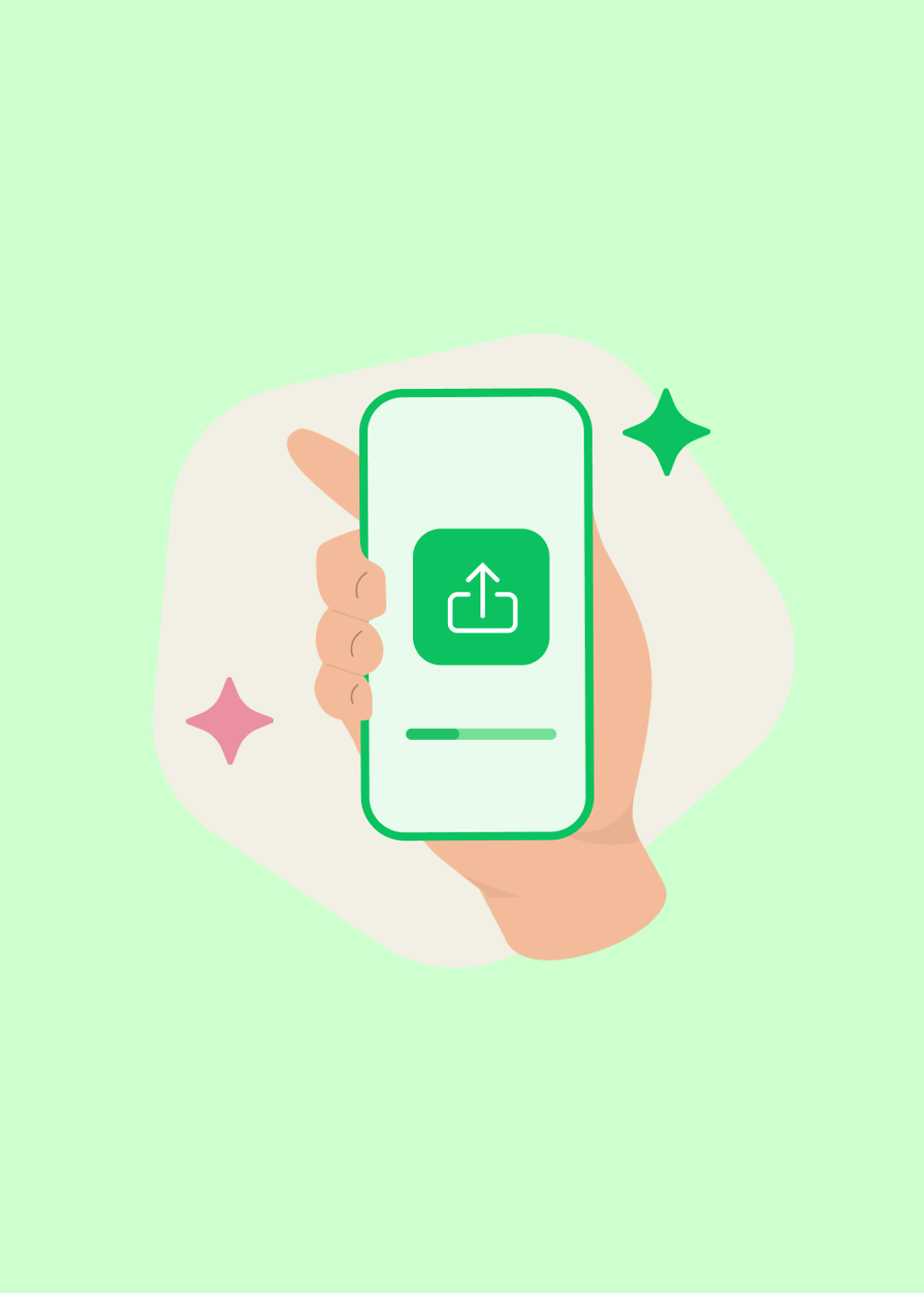 Grafik mit Hand mit Smartphone vor grünem Hintergrund