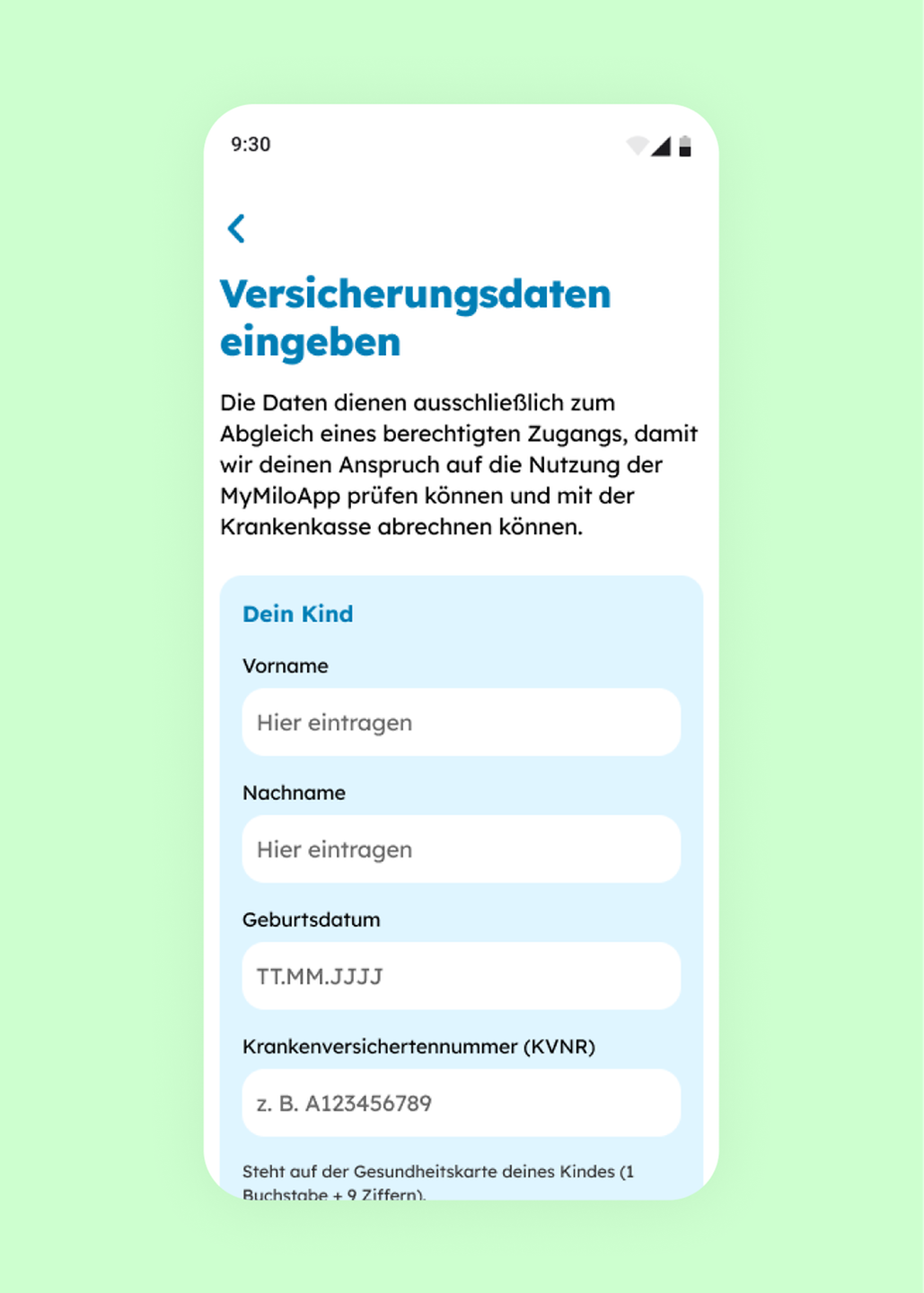 Zu sehen ist ein Screenshot aus der MyMilo App